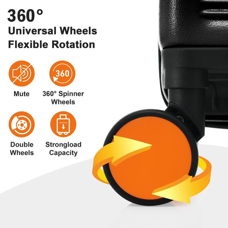 24" Carry on Hardshell Luggage Contrast Color Expandable Suitcase Bed